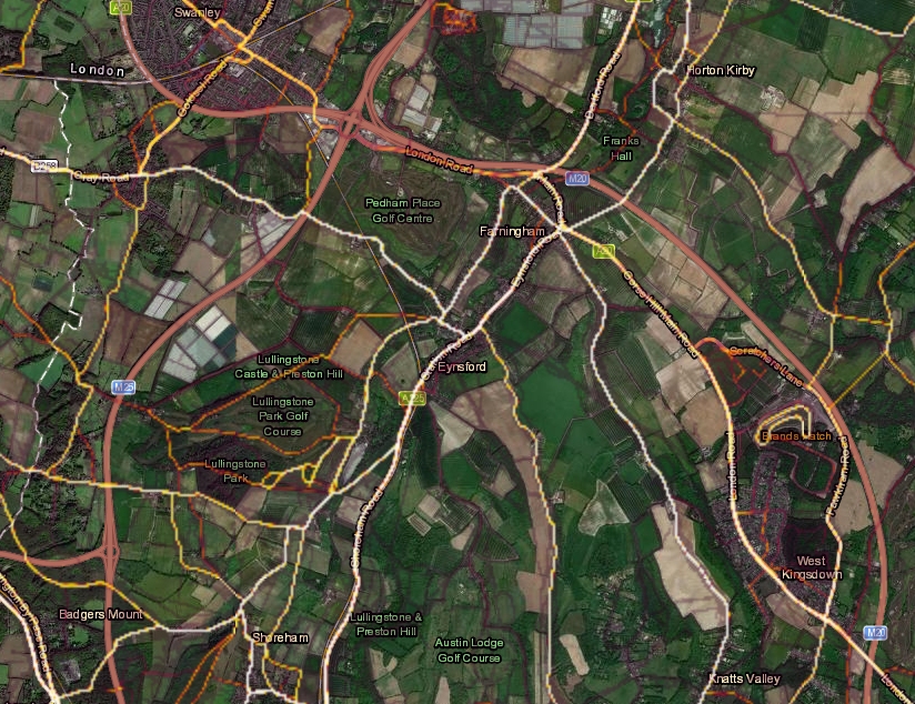 Strava Heatmap of Eynsford Running Club running area